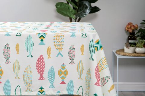 Hot Sale Polyester Cotton Print Tablecloth for Kitchen Party Decoration