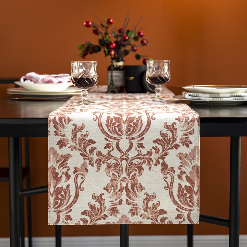 Print Polyester Linen Table Runner Elegant European Style for Office