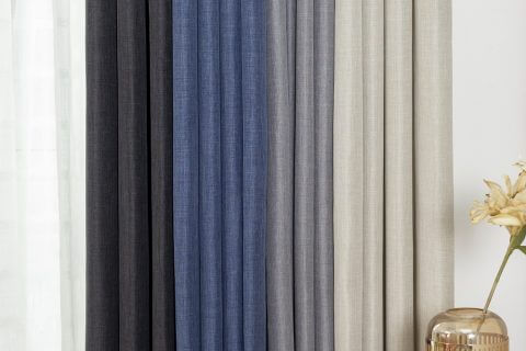 Good Quality Elegant Polyester Slub Yarn Solid Curtain