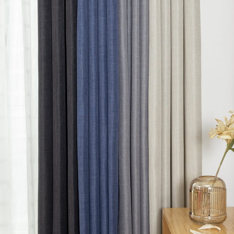 Good Quality Elegant Polyester Slub Yarn Solid Curtain