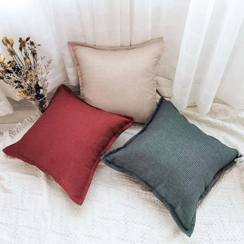 Modern Home Decorative Colorful Polyester Waffle Cushion