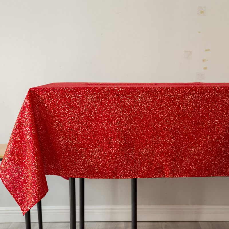 Luxury Polyester Christmas Foil Print Tablecloth for Party & Wedding Decoration