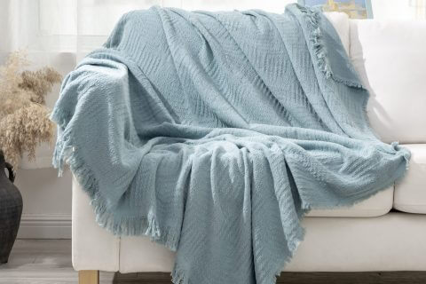 Hot Sale Home Decoration Warm Soft Tassel Washed Cotton Throw Blanket