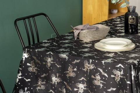 Polyester Tablecloth with Foil Printing for Halloween