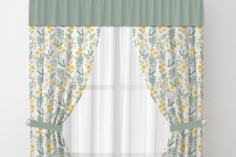 Print Polyester Customize Delicated Kitchen Curtain